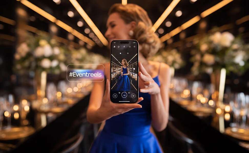 Woman using phone for social media marketing - Event Management Course Mumbai