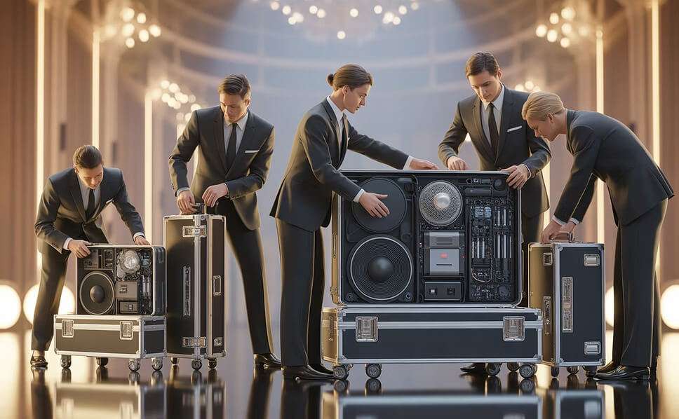 Event team dismantling equipment - Best Event Management Institute in Mumbai