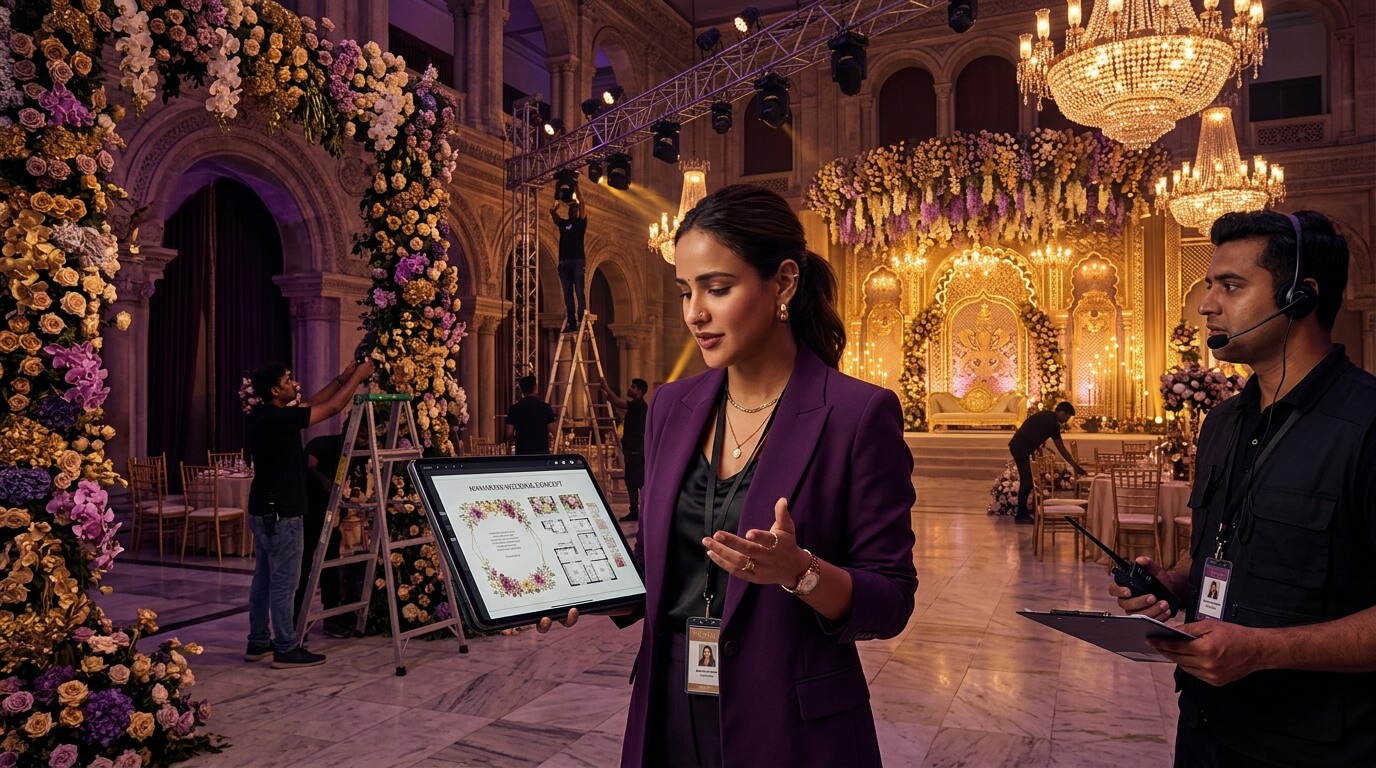Luxury event designer planning immersive wedding concept in India - Events Expert Academy
